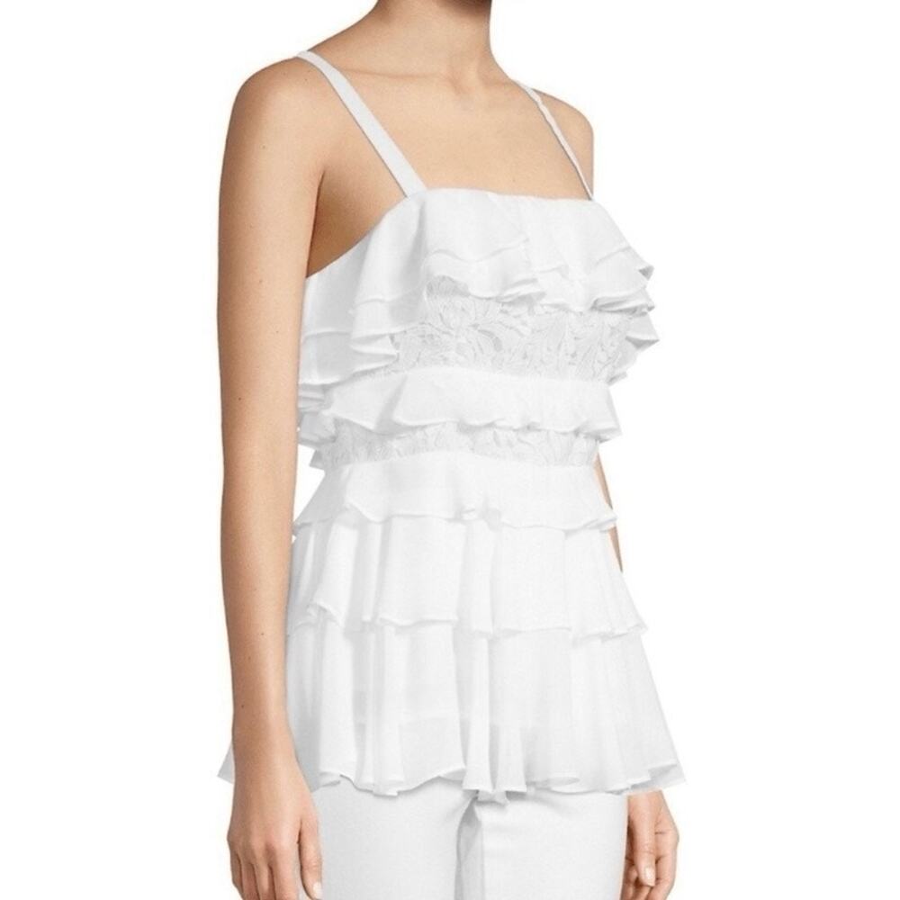 NWT Lilly Pulitzer Tiered Ruffle Lace Olive Top in Resort White Size 4